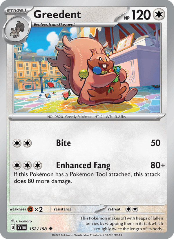 Greedent 152/198 Scarlet & Violet English Pokémon card