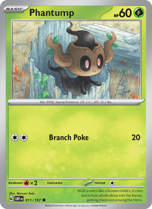 Phantump 11/197 Obsidian Flames English Pokémon card