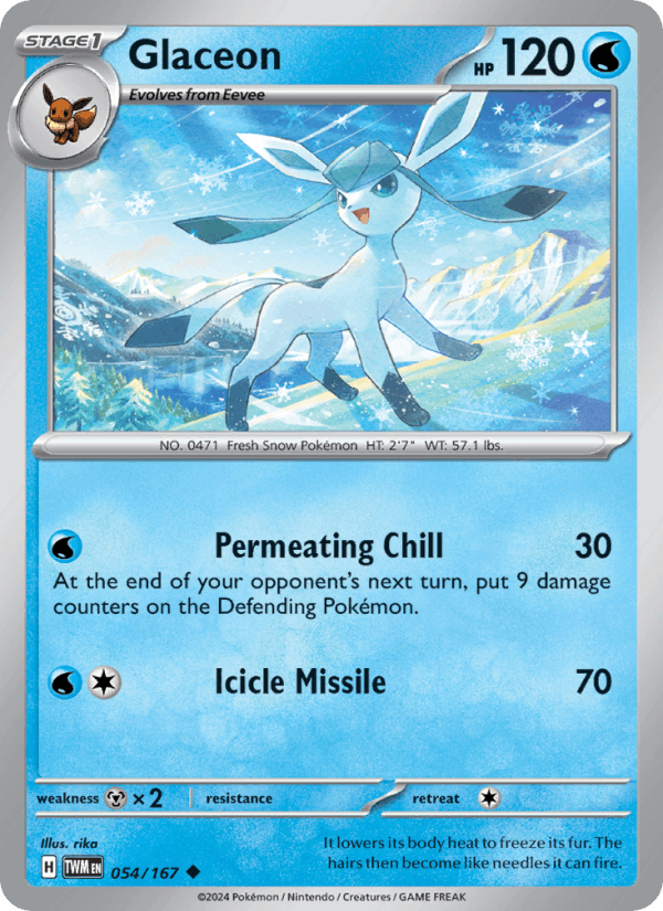 Glaceon 54/167 Twilight Masquerade English Pokémon card