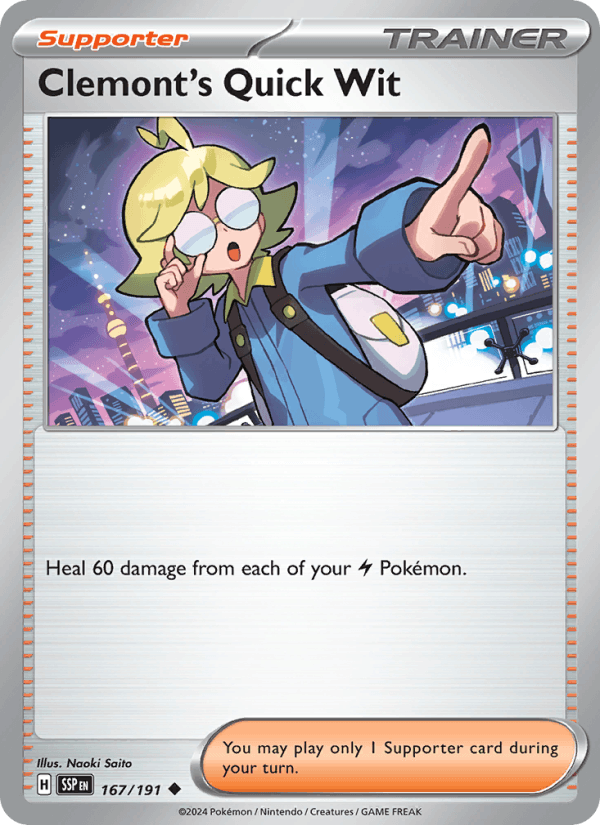 Clemont's Quick Wit 167/191 Surging Sparks English Pokémon card