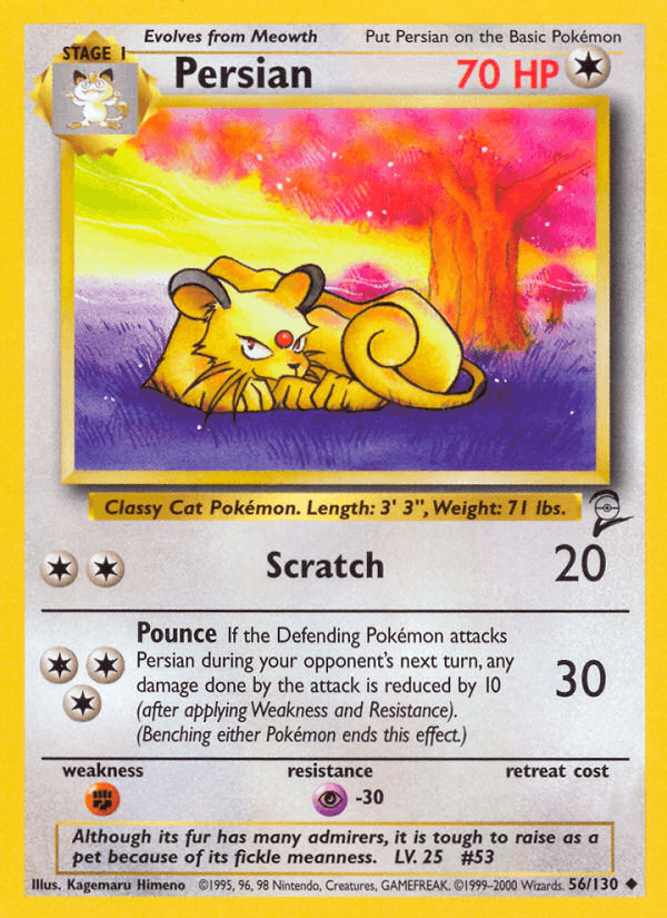Persian 56/130 Base Set 2 English Pokémon card