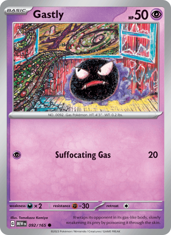 Gastly 92/165 151 English Pokémon card