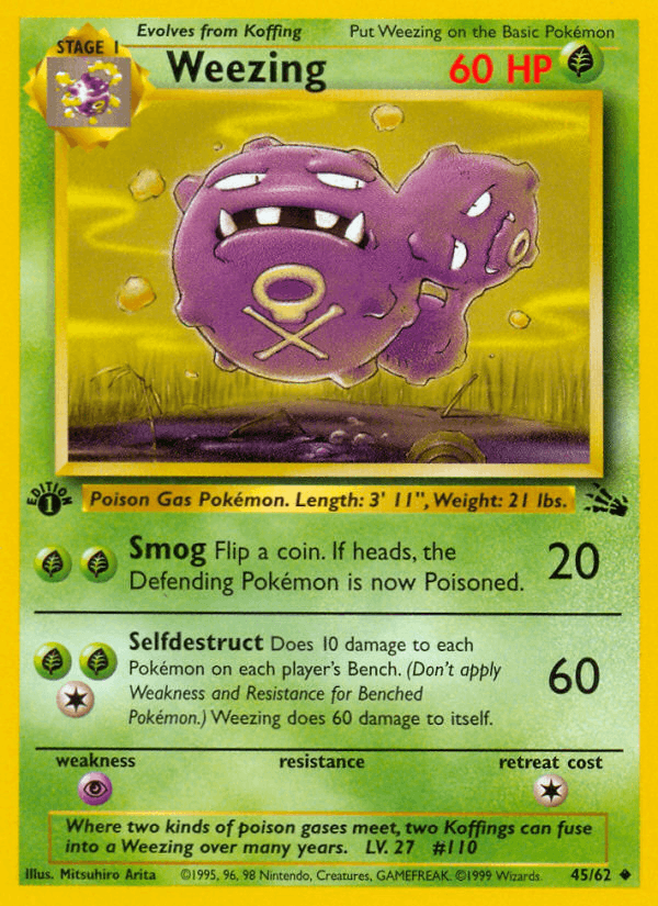 Weezing 45/62 Fossil English Pokémon card