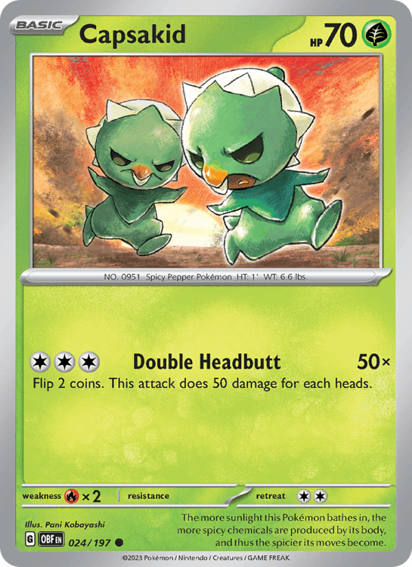 Capsakid 24/197 Obsidian Flames English Pokémon card
