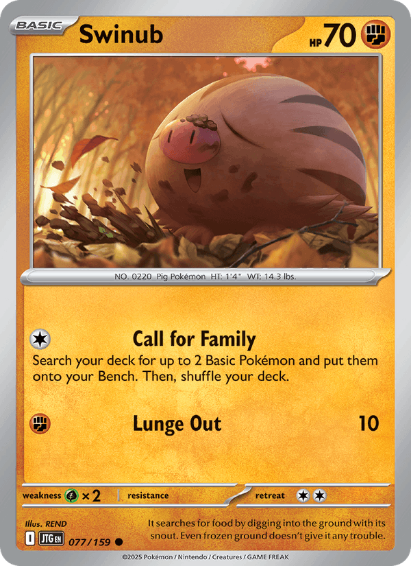 Swinub 77/159 Journey Together English Pokémon card