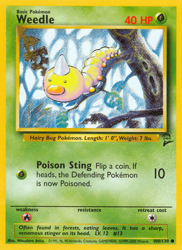 Weedle 100/130 Base Set 2 English Pokémon card
