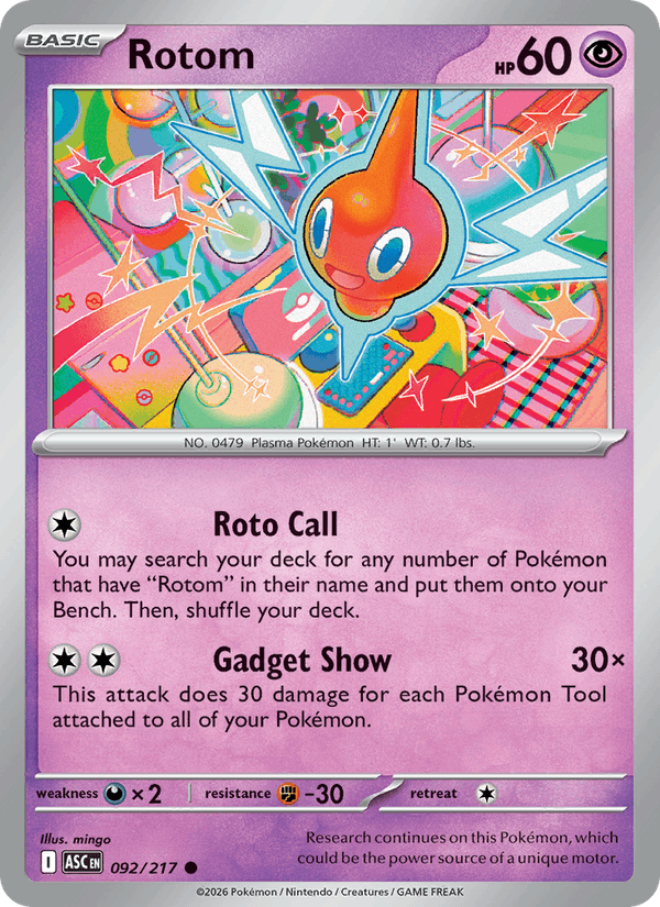 Rotom 92/217 Ascended Heroes English Pokémon card