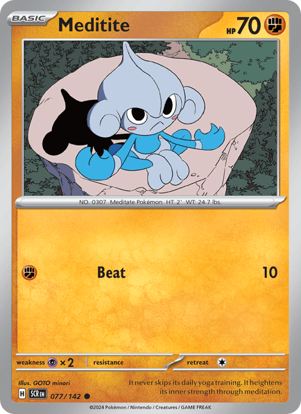 Meditite 77/142 Stellar Crown English Pokémon card