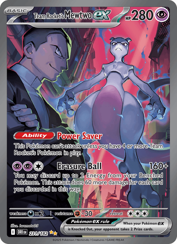 Team Rocket's Mewtwo ex 231/182 Destined Rivals English Pokémon card