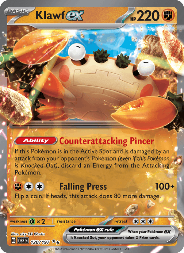 Klawf ex 120/197 Obsidian Flames English Pokémon card