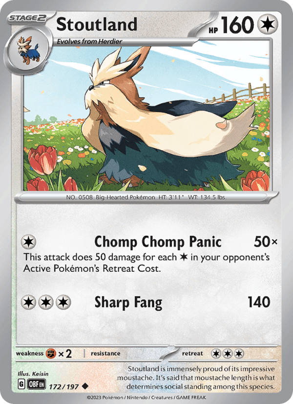 Stoutland 172/197 Obsidian Flames English Pokémon card