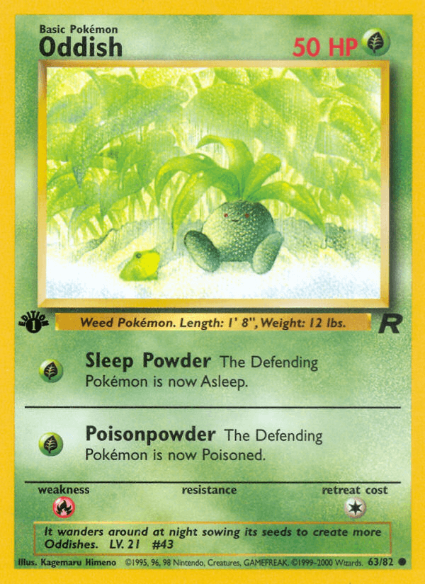 Oddish 63/82 Team Rocket English Pokémon card