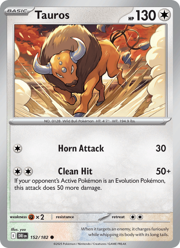 Tauros 152/182 Destined Rivals English Pokémon card