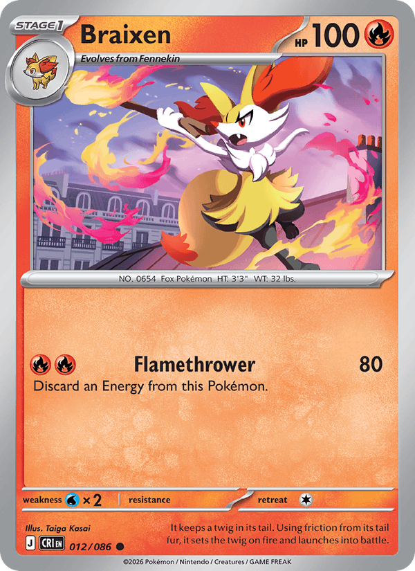 Braixen 12/86 Chaos Rising English Pokémon card