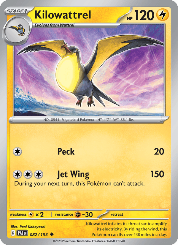 Kilowattrel 82/193 Paldea Evolved English Pokémon card