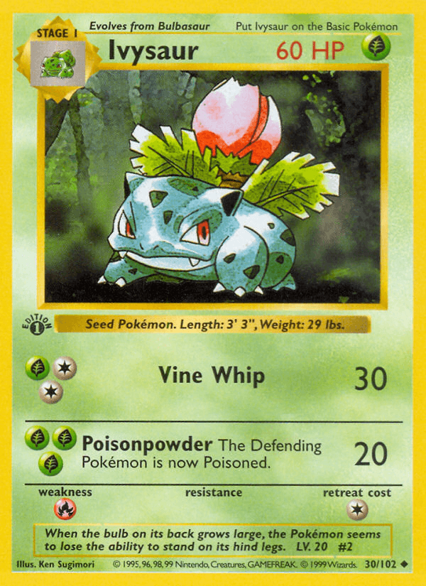 Ivysaur 30/102 Base Set English Pokémon card