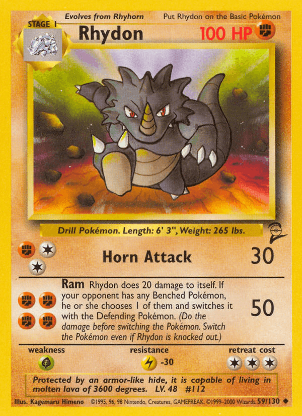 Rhydon 59/130 Base Set 2 English Pokémon card