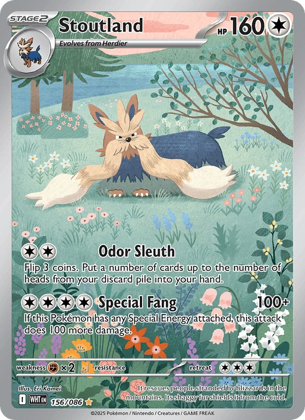 Stoutland 156/86 White Flare English Pokémon card