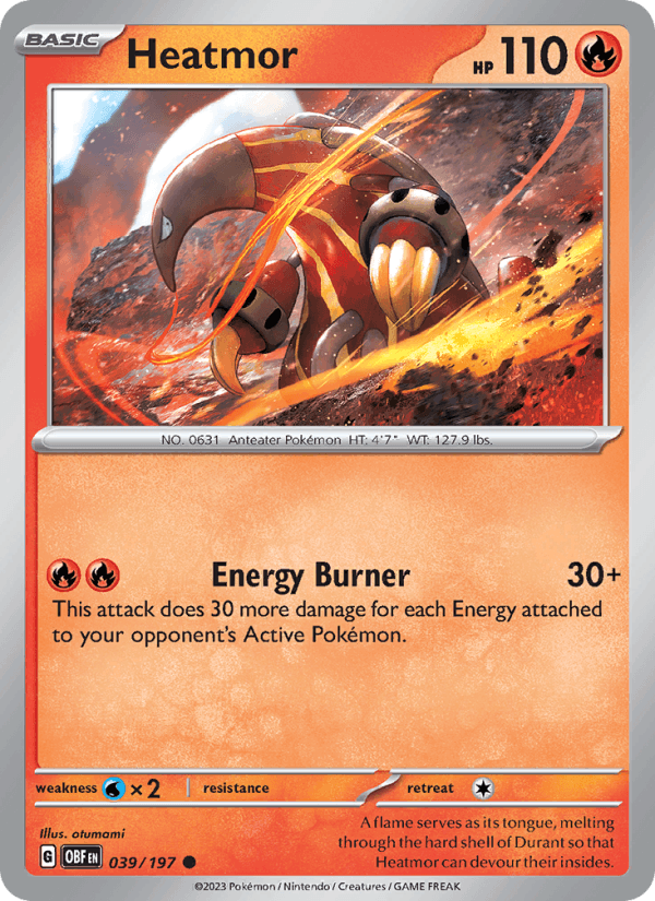 Heatmor 39/197 Obsidian Flames English Pokémon card