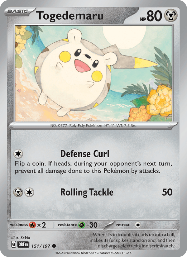 Togedemaru 151/197 Obsidian Flames English Pokémon card