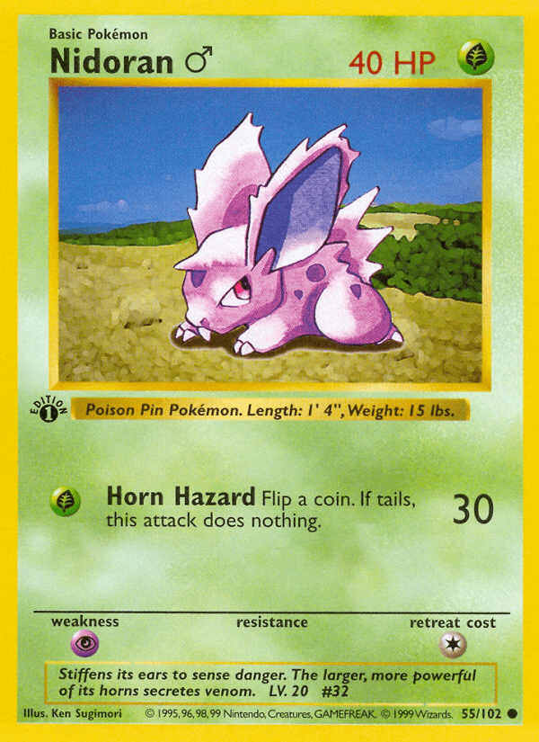 Nidoran♂ 55/102 Base Set English Pokémon card