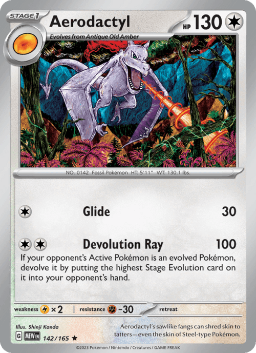 Aerodactyl 142/165 151 English Pokémon card