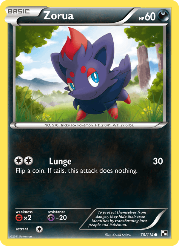 Zorua 70/114 Black & White English Pokémon card
