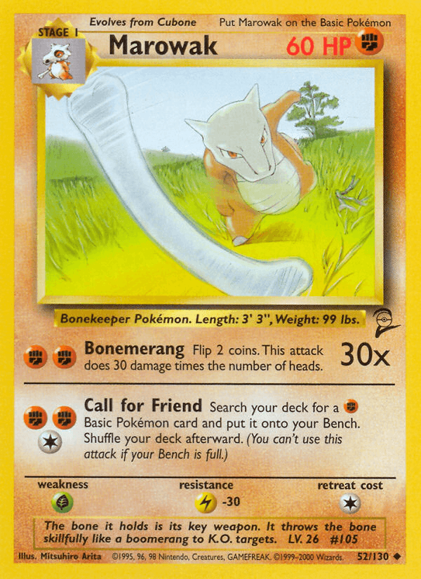 Marowak 52/130 Base Set 2 English Pokémon card