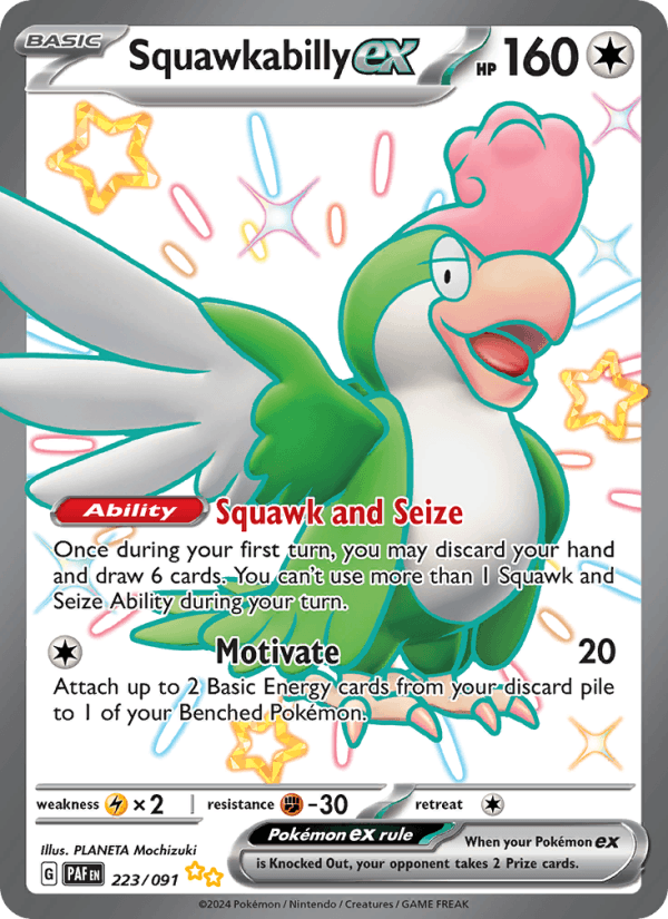 Squawkabilly ex 223/91 Paldean Fates English Pokémon card