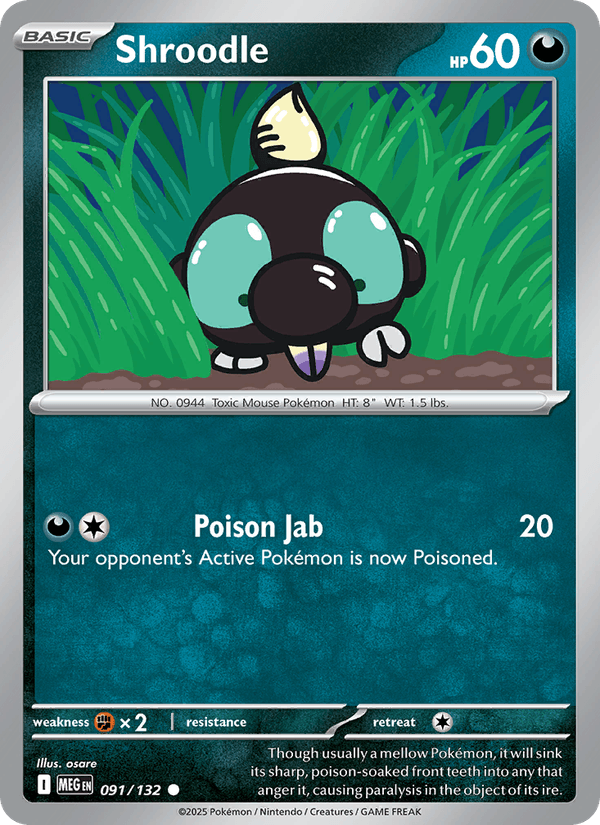 Shroodle 91/132 Mega Evolution English Pokémon card