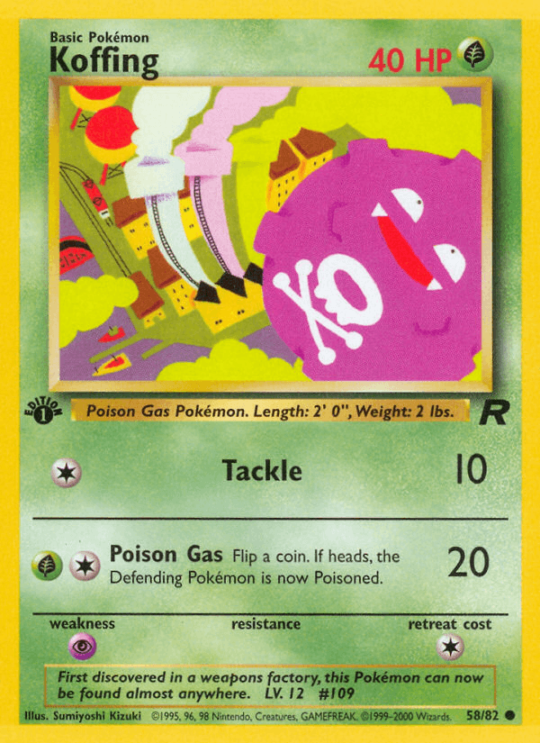 Koffing 58/82 Team Rocket English Pokémon card
