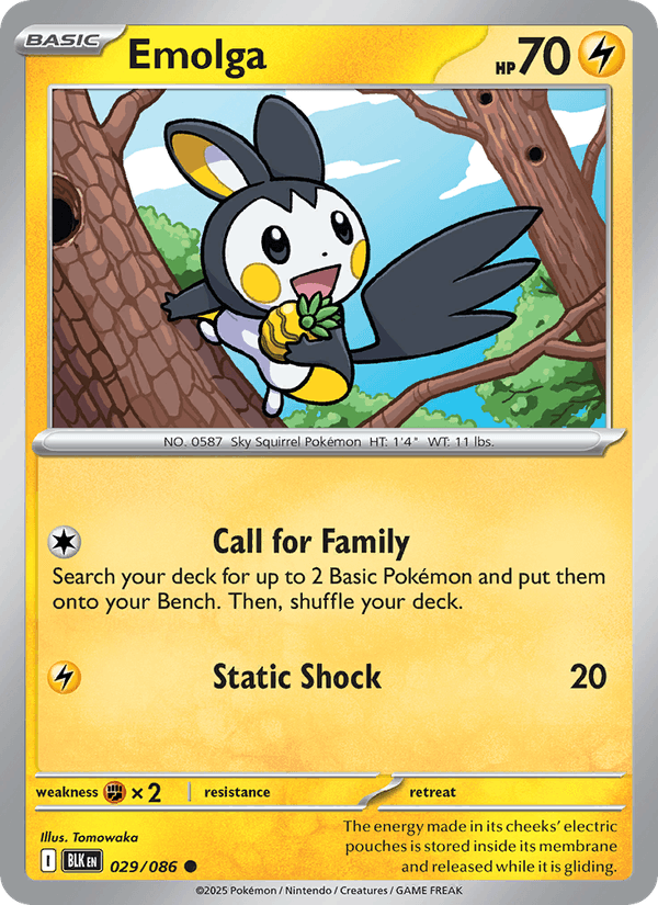 Emolga 29/86 Black Bolt English Pokémon card