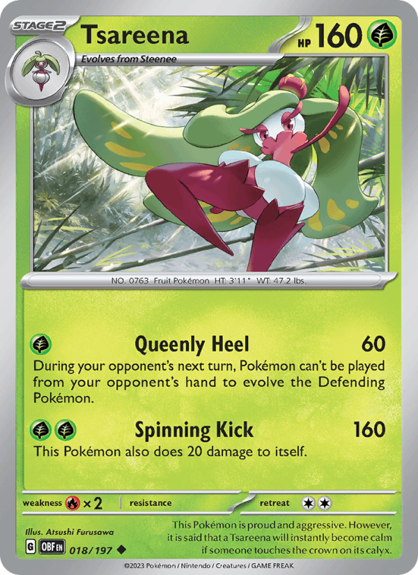 Tsareena 18/197 Obsidian Flames English Pokémon card