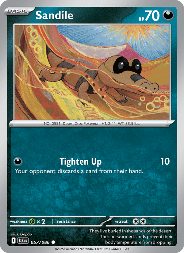 Sandile 57/86 Black Bolt English Pokémon card