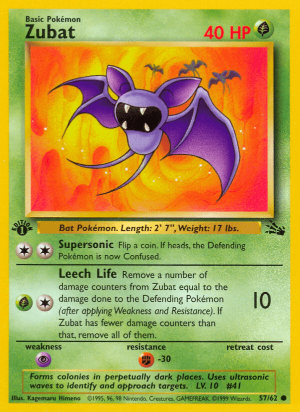 Zubat 57/62 Fossil English Pokémon card