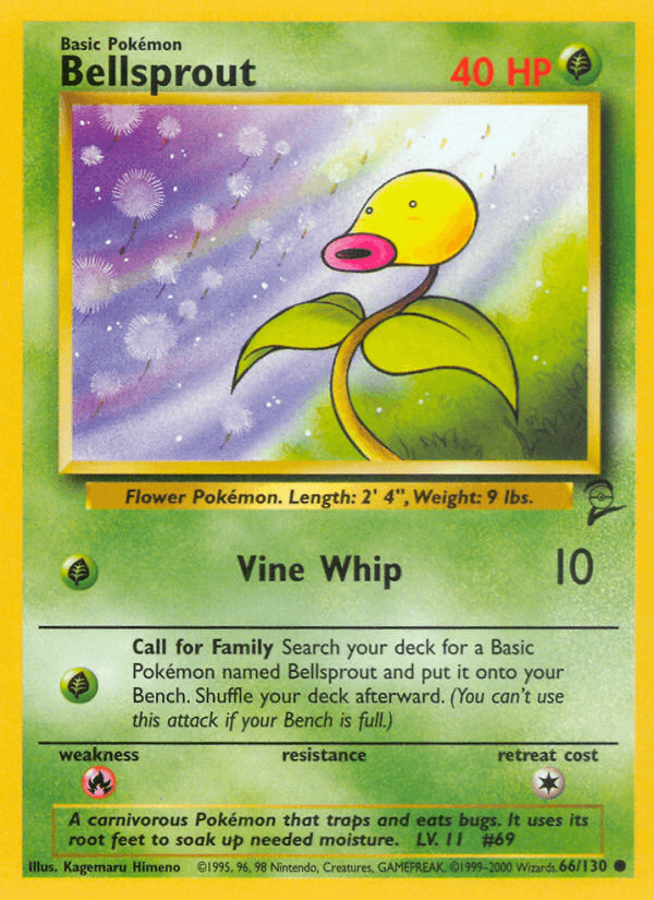 Bellsprout 66/130 Base Set 2 English Pokémon card