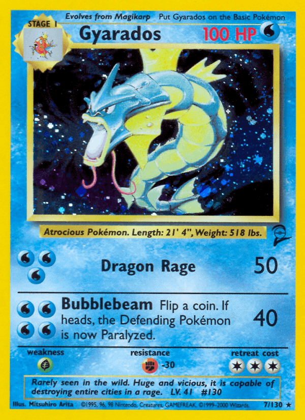 Gyarados 7/130 Base Set 2 English Pokémon card