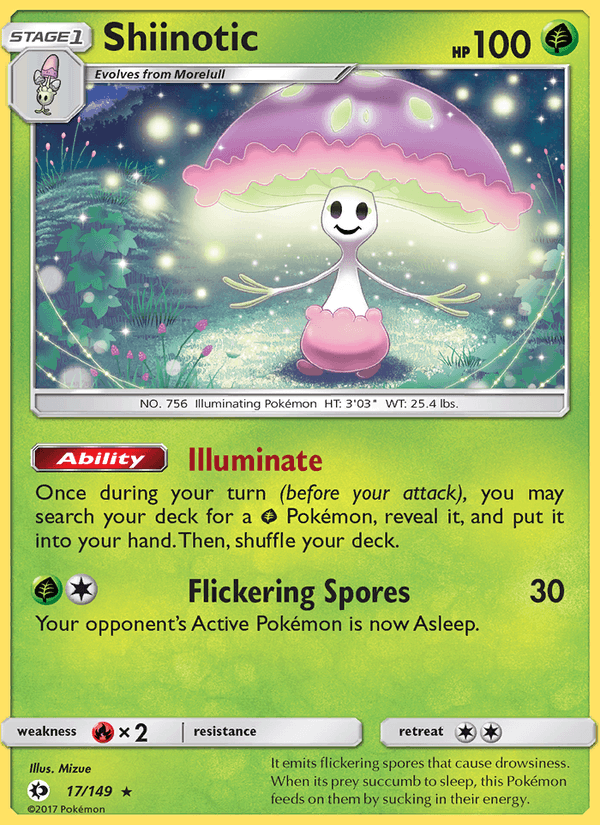 Shiinotic 17/149 Sun & Moon Base Set English Pokémon card
