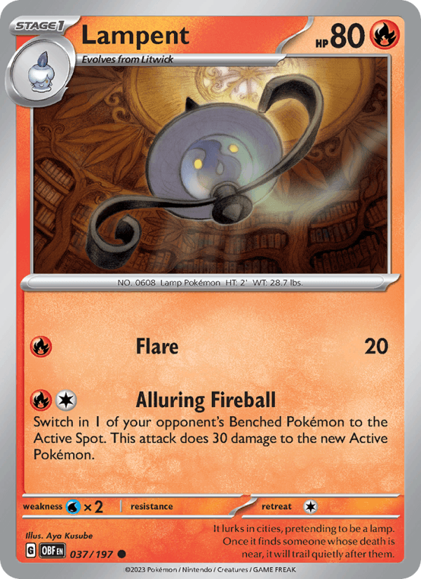 Lampent 37/197 Obsidian Flames English Pokémon card