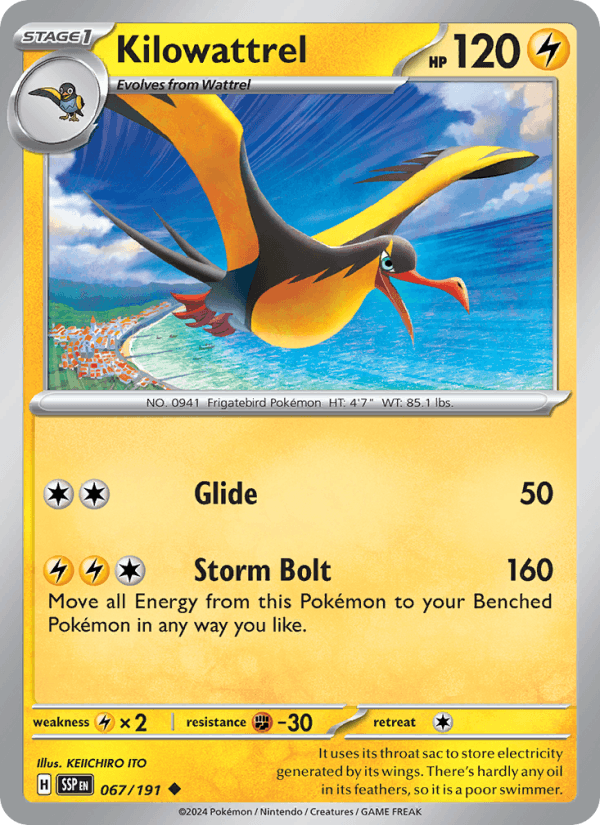 Kilowattrel 67/191 Surging Sparks English Pokémon card