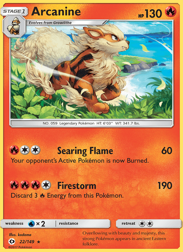 Arcanine 22/149 Sun & Moon Base Set English Pokémon card