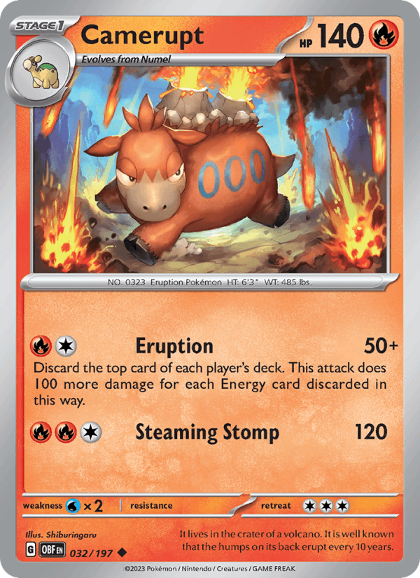 Camerupt 32/197 Obsidian Flames English Pokémon card