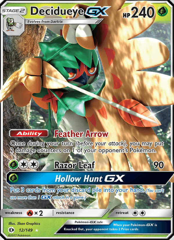 Decidueye GX 12/149 Sun & Moon Base Set English Pokémon card