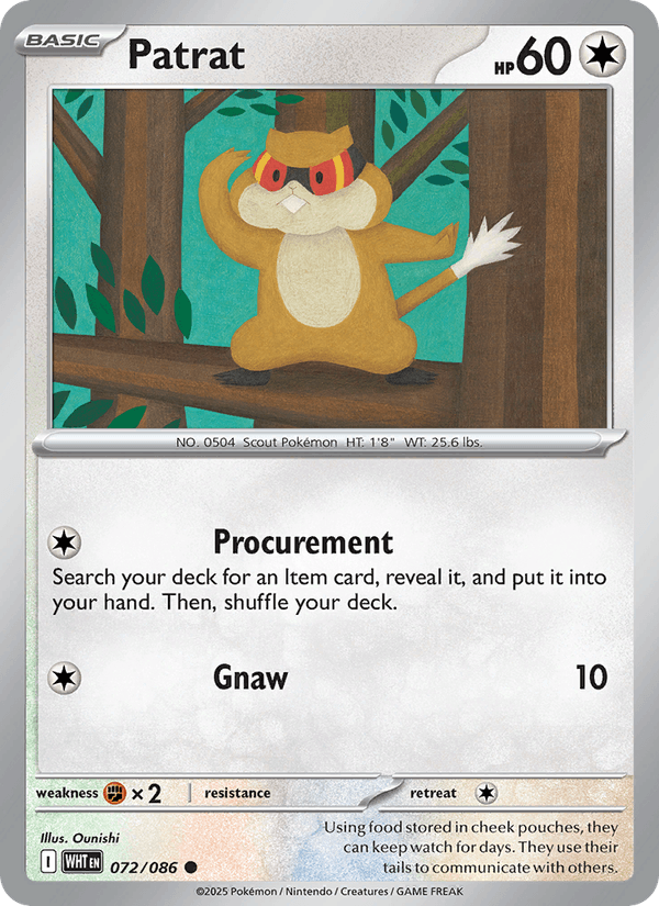 Patrat 72/86 White Flare English Pokémon card