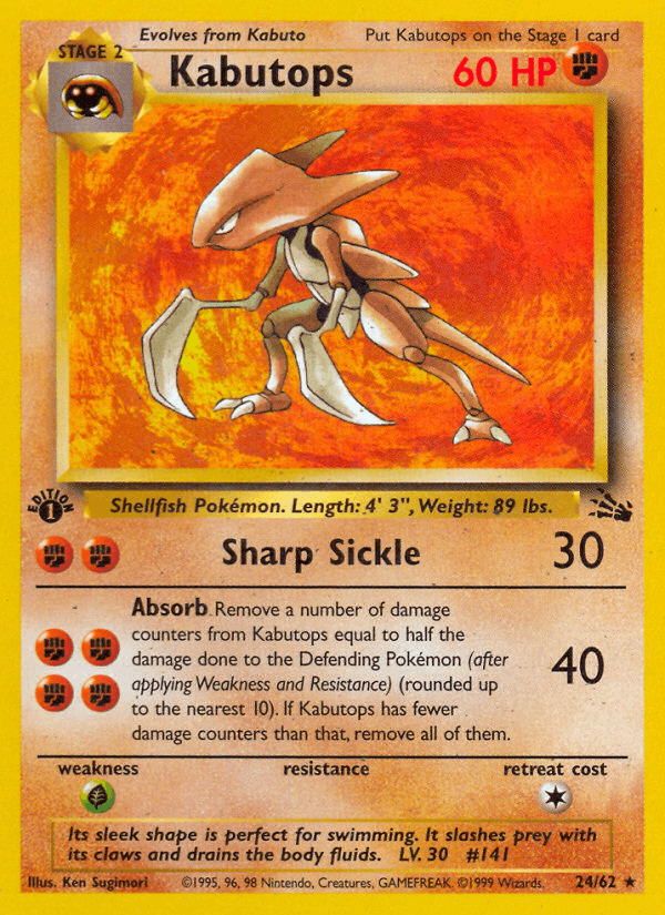 Kabutops 24/62 Fossil English Pokémon card