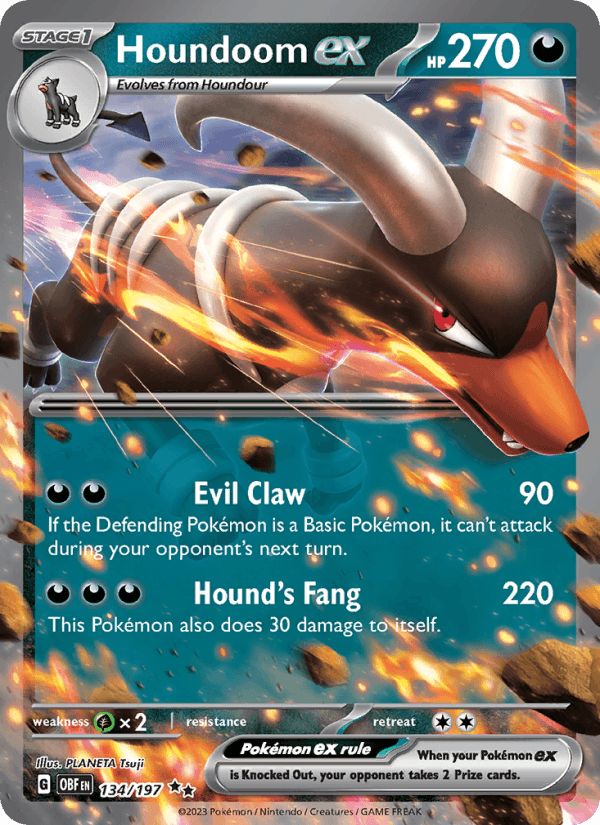 Houndoom ex 134/197 Obsidian Flames English Pokémon card