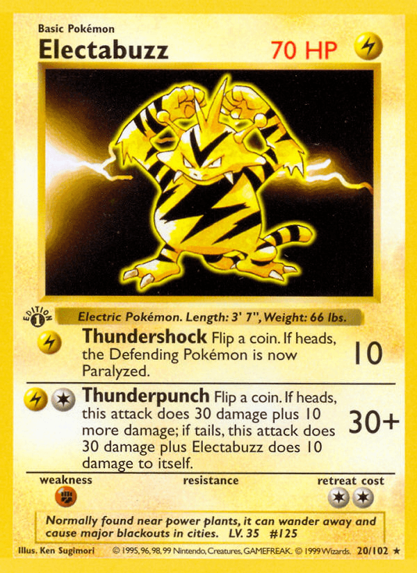 Electabuzz 20/102 Base Set English Pokémon card