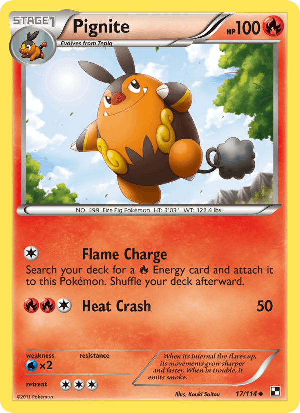 Pignite 17/114 Black & White English Pokémon card