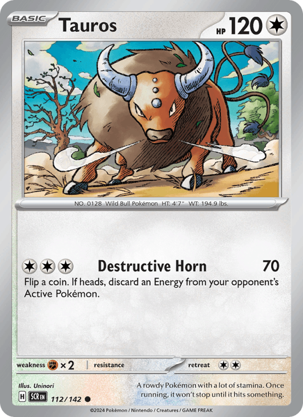 Tauros 112/142 Stellar Crown English Pokémon card