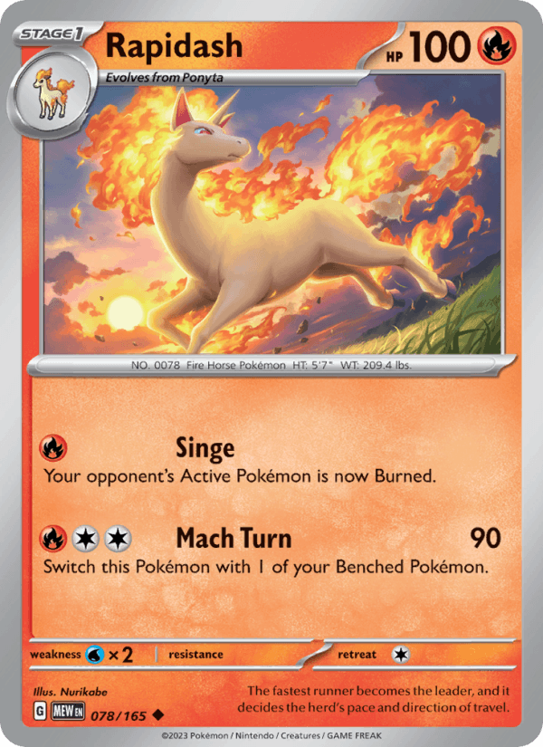 Rapidash 78/165 151 English Pokémon card
